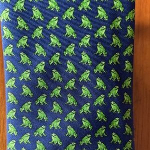 Vintage Burberry Navy Tie with Green Frog Design
